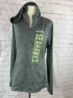 GIII 4Her carl banks Seattle Seahawks Gray Zip Hooded Jacket women M Logo fandom